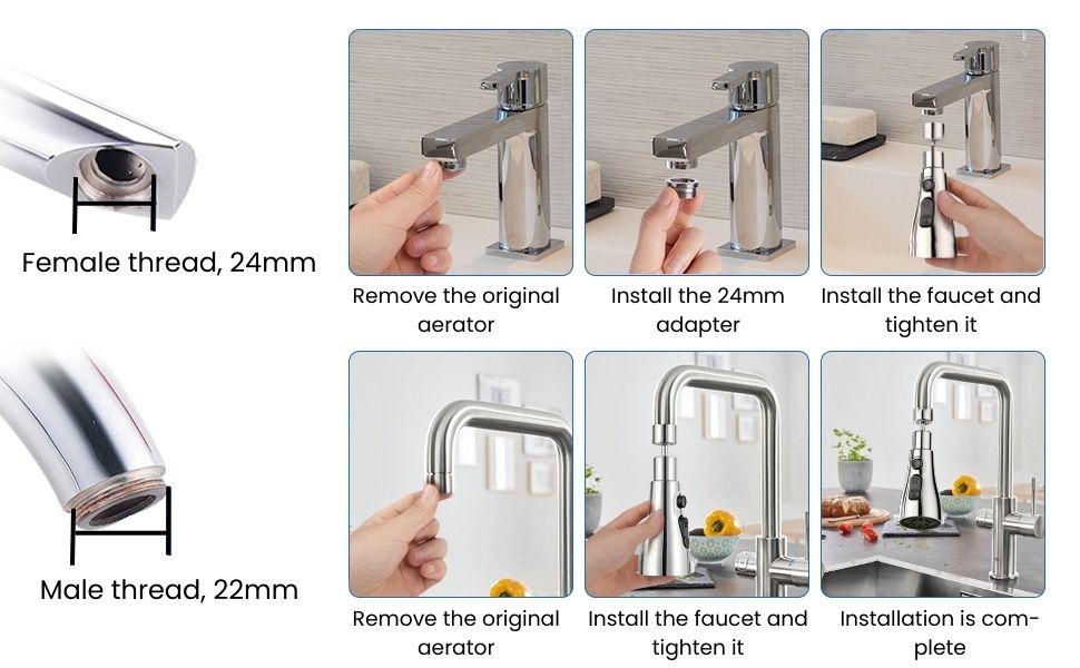 3-in-1 Adjustable Kitchen Sink Faucet Nozzle
