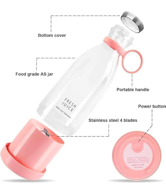 Portable Mini Juice Blender | USB Rechargeable Smoothie Maker Bottle