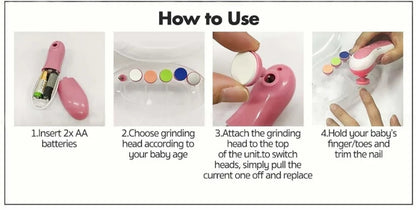 Electric Baby Nail Trimmer with Grinding Heads for Newborn Infant and Toddler